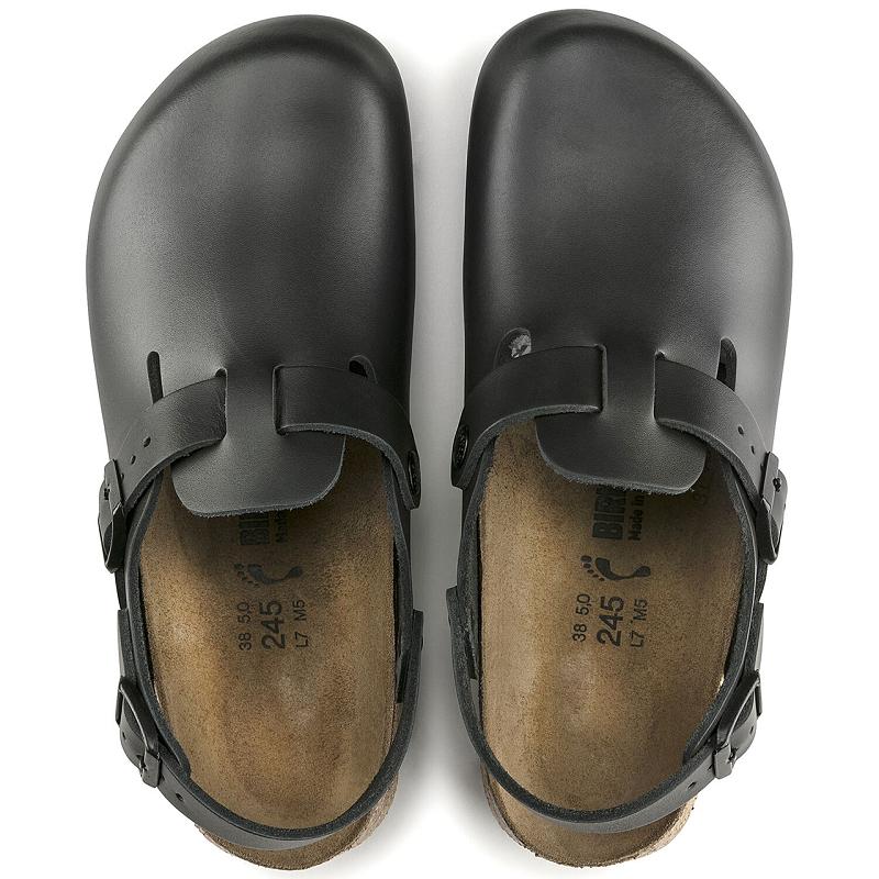 Birkenstock Tokyo Super Grip Læder Træsko Dame Sort | DK 296EBC